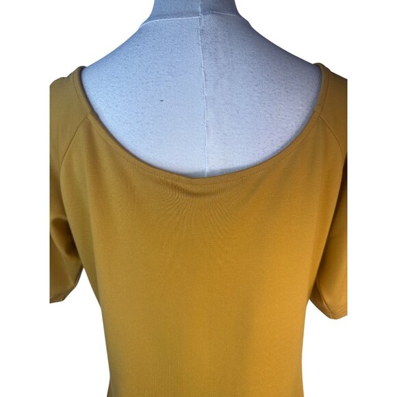 2/$30 Voodoo Vixen XXL Mustard Yellow Tie-Front Top Short Sleeve Nylon Blend - Picture 9 of 12